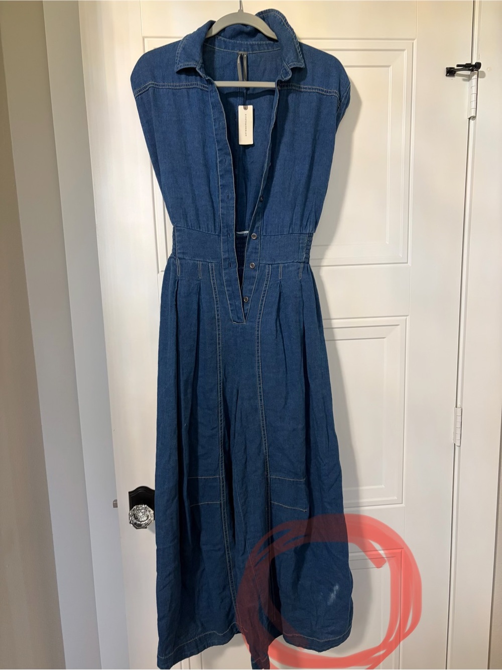 Anthropologie Indigo Denim Wide-Leg Jumpsuit